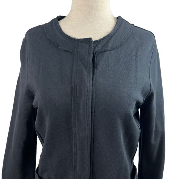 Club Monaco Black Snap Front Raw Edge Cardigan Sweater Blazer M - Picture 2 of 12